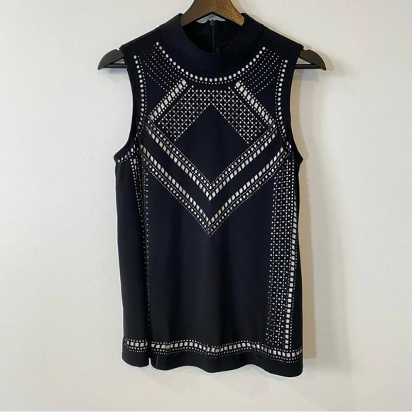 Cartise M Black High Neck Tank Top with Cut Out Design - Picture 1 of 15
